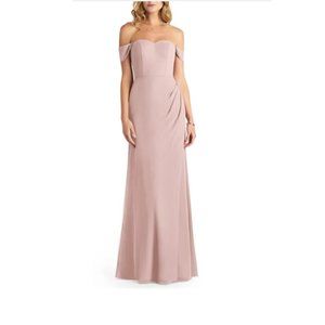 Azazie "Jordyn" sweetheart sleeve chiffon dress in Dusty Rose